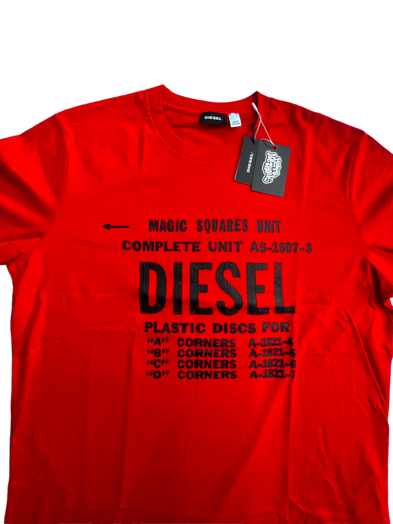 Diesel Men's T-Diego-B6 T-Shirt Logo Accent Short Sleeve Red