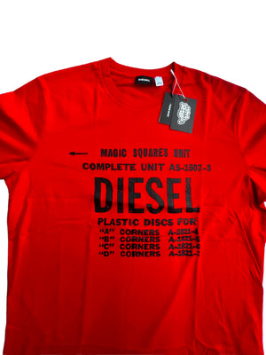 Diesel Men's T-Diego-B6 T-Shirt Logo Accent Short Sleeve Red