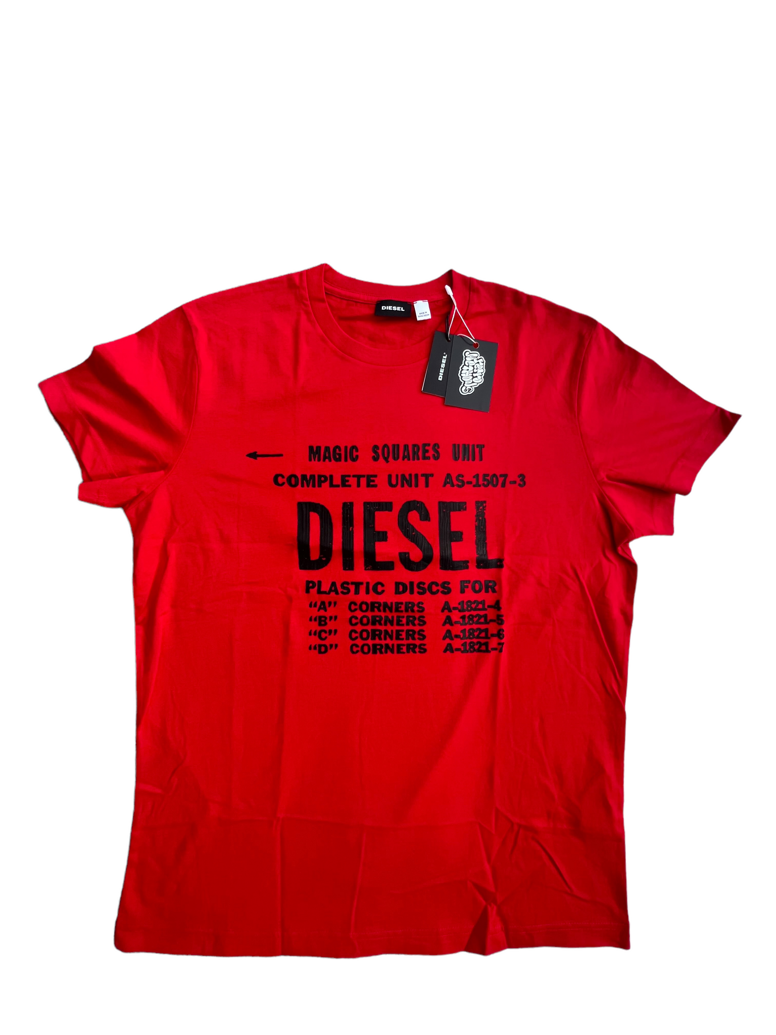 Diesel Men's T-Diego-B6 T-Shirt Logo Accent Short Sleeve Red