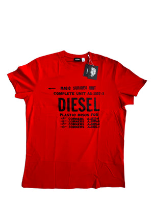 Diesel Men's T-Diego-B6 T-Shirt Logo Accent Short Sleeve Red