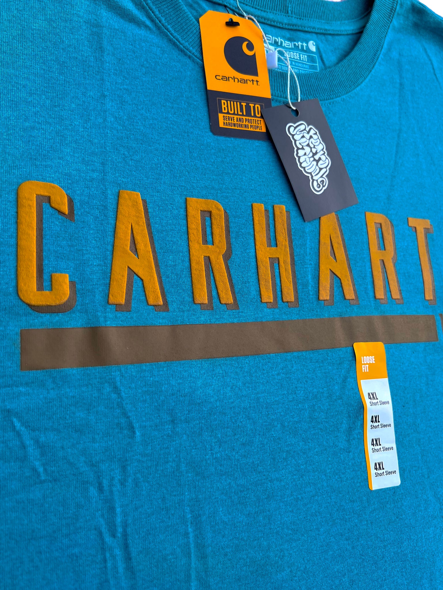 CARHARTT MEN'S BIG & TALL 4XL BLUE T-SHIRT LOOSE FIT HEAVYWEIGHT SHORT SLEEVE